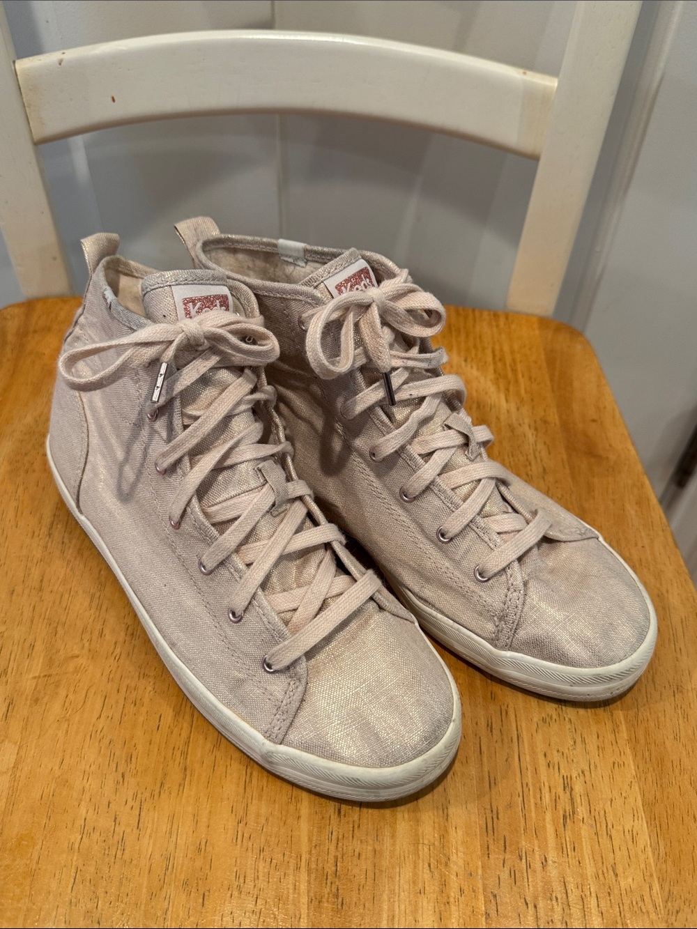 Keds Glitter Blush Canvas Lace-Up Sneakers
